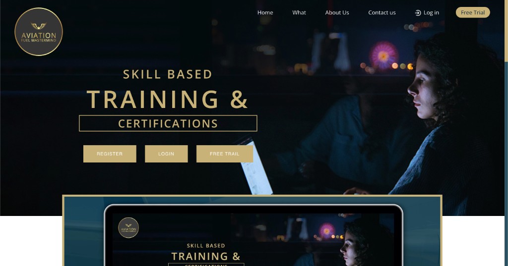 Aviation Fuel Mastermind homepage promoting skill-based training and certifications